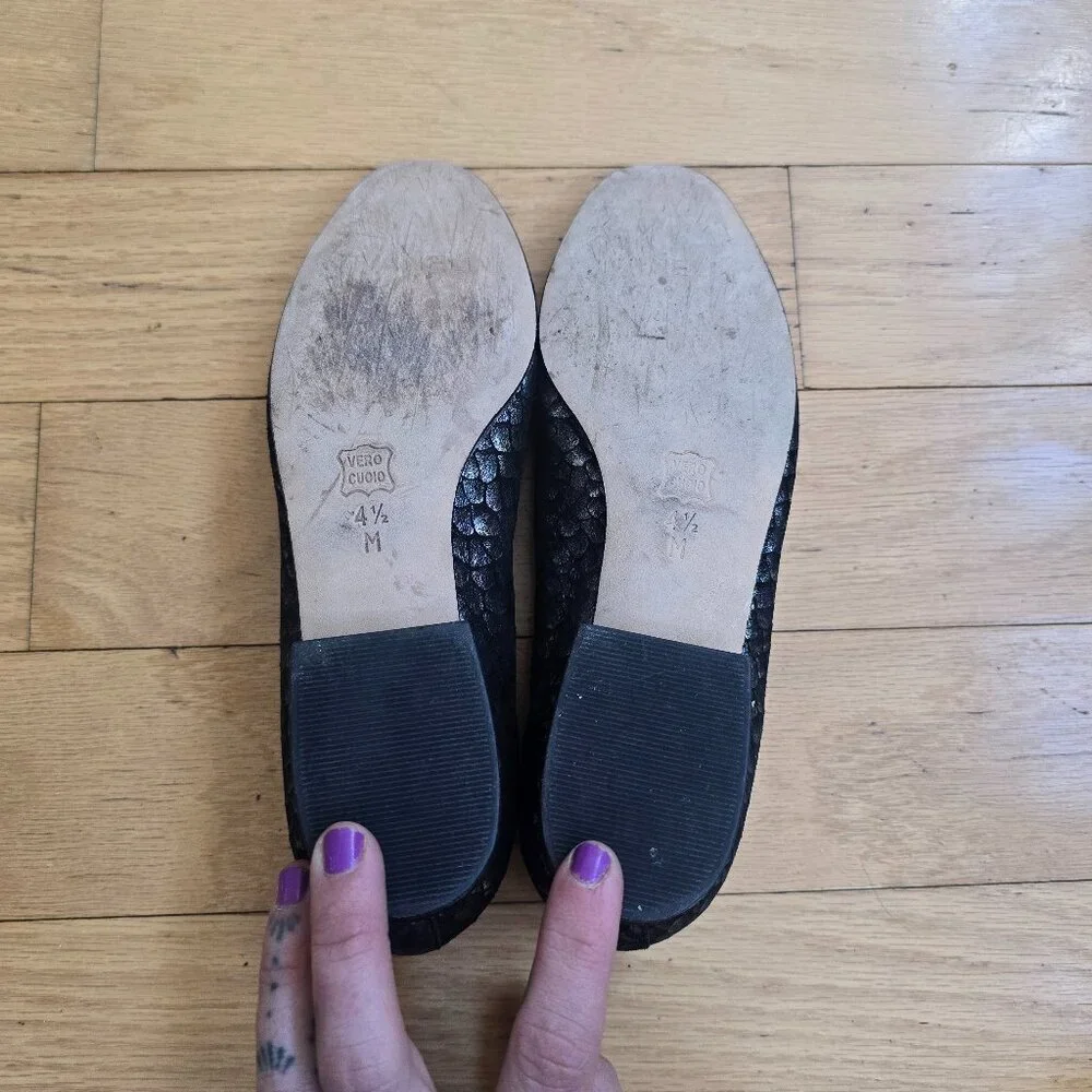 VANELi | whimsygoth metallic black square toe ballet flats | KIDS 4.5